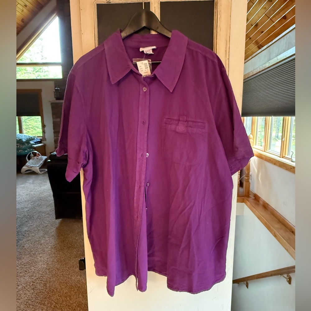 Avenue Casual Purple Button Down Shirt - Women's Size 26/28